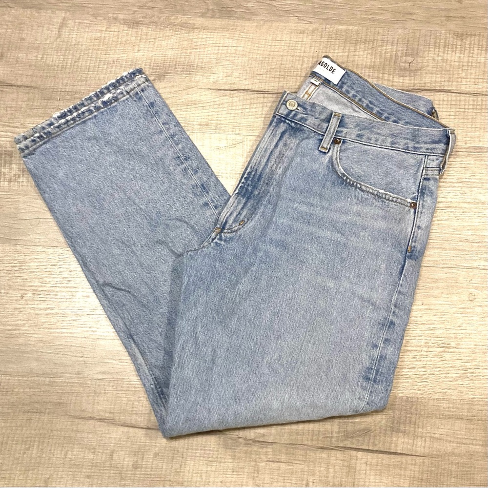 Agolde Mia Jeans Size 31x29 Straight Leg Mid Rise Light Wash